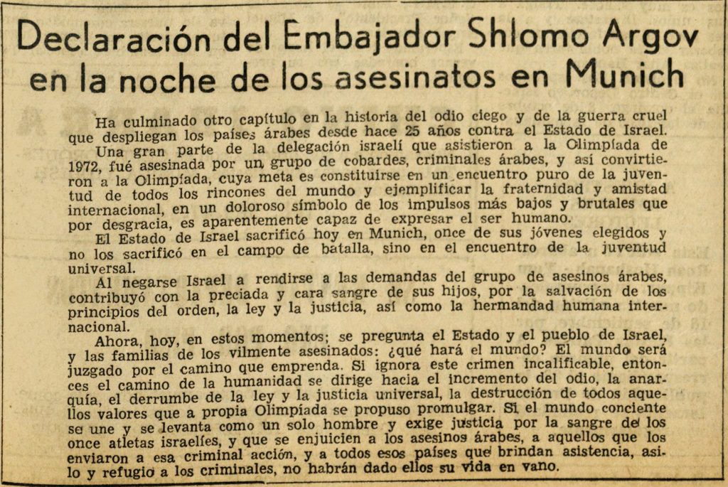 Periódico "Prensa Israelita", 8 de septiembre de 1972. / Hemeroteca CDIJUM.