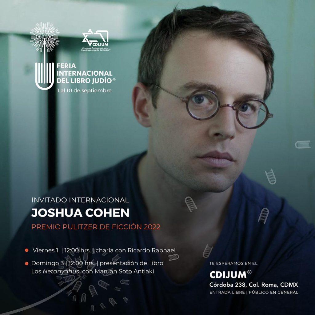 El escritor estadounidense Joshua Cohen será el autor internacional invitado en esta edición de la FILJU.